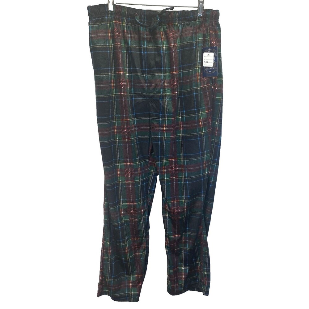 Unbranded Men's Plaid Pajama Pant XXL Pockets Elastic Waist Drawstring Rayon NEW